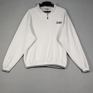 Carnival‎ Pullover Mens XL White Nautical Flags Quarter Zip Cruise Travel Casual